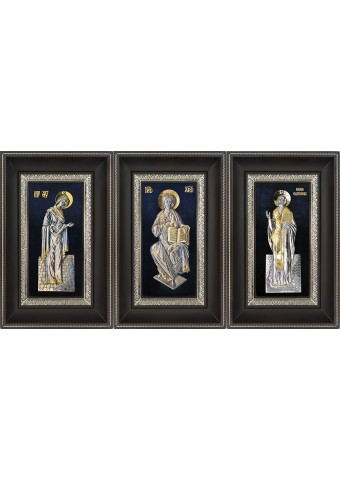 Комплект из трех икон: Господь Вседержитель, Божья Матерь «Заступница» и Николай Угодник 18,5 х 29 см