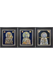 Комплект из трех икон: Господь Вседержитель, Божья Матерь «Скоропослушница» и Николай Угодник 34 х 40 см