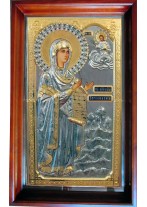 Храмовая икона Боголюбской Божией Матери большого размера 49,5 х 80,5 см