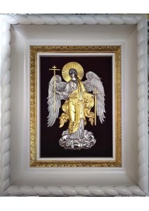 Икона Ангел-Хранитель под стеклом 26 х 32 см в белой раме