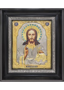 Икона Господа Вседержителя в деревянной рамке 26,5 х 31 см