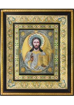 Икона Спас Вседержитель (Пантократор) с позолотой 35 х 41 см