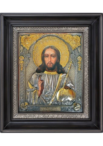 Икона Спасителя Иисуса Христа в деревянной рамке 31 х 36 см