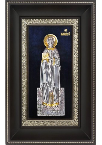 Икона святой апостол Матфей в деревянной рамке 18,5 х 29 см