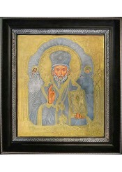 Икона святого Николая Чудотворца в деревянной рамке 36 х 40,5 см