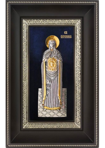 Икона святой Вероники Праведной в деревянной рамке 18,5 х 29 см