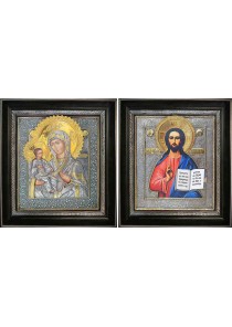 Икона Божией Матери «Троеручица» и Спаситель 36 х 40,5 см