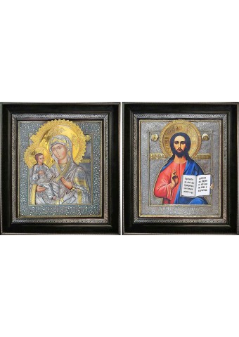 Икона Божией Матери «Троеручица» и Спаситель 36 х 40,5 см