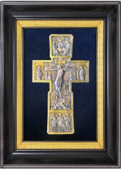 Икона Распятие Иисуса Христа на кресте в деревянной рамке 28,5 х 40 см