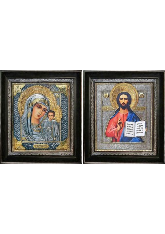 Казанская икона Божией Матери и Спасителя: венчальные иконы 36 х 40,5 см