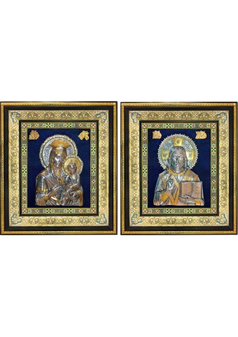 Икона Богородицы «Скоропослушница» и Спаситель: венчальные иконы 40 х 45,5 см
