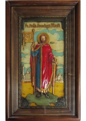 Икона святого Александра Невского под стеклом 30 х 48 см (керамика)