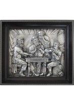 Панно на стену из металла «Евреи, играющие в карты» 30 х 26 см