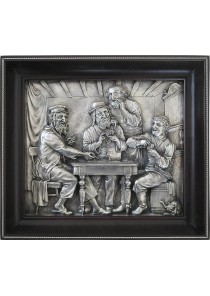 Панно на стену из металла «Евреи, играющие в карты» 30 х 26 см