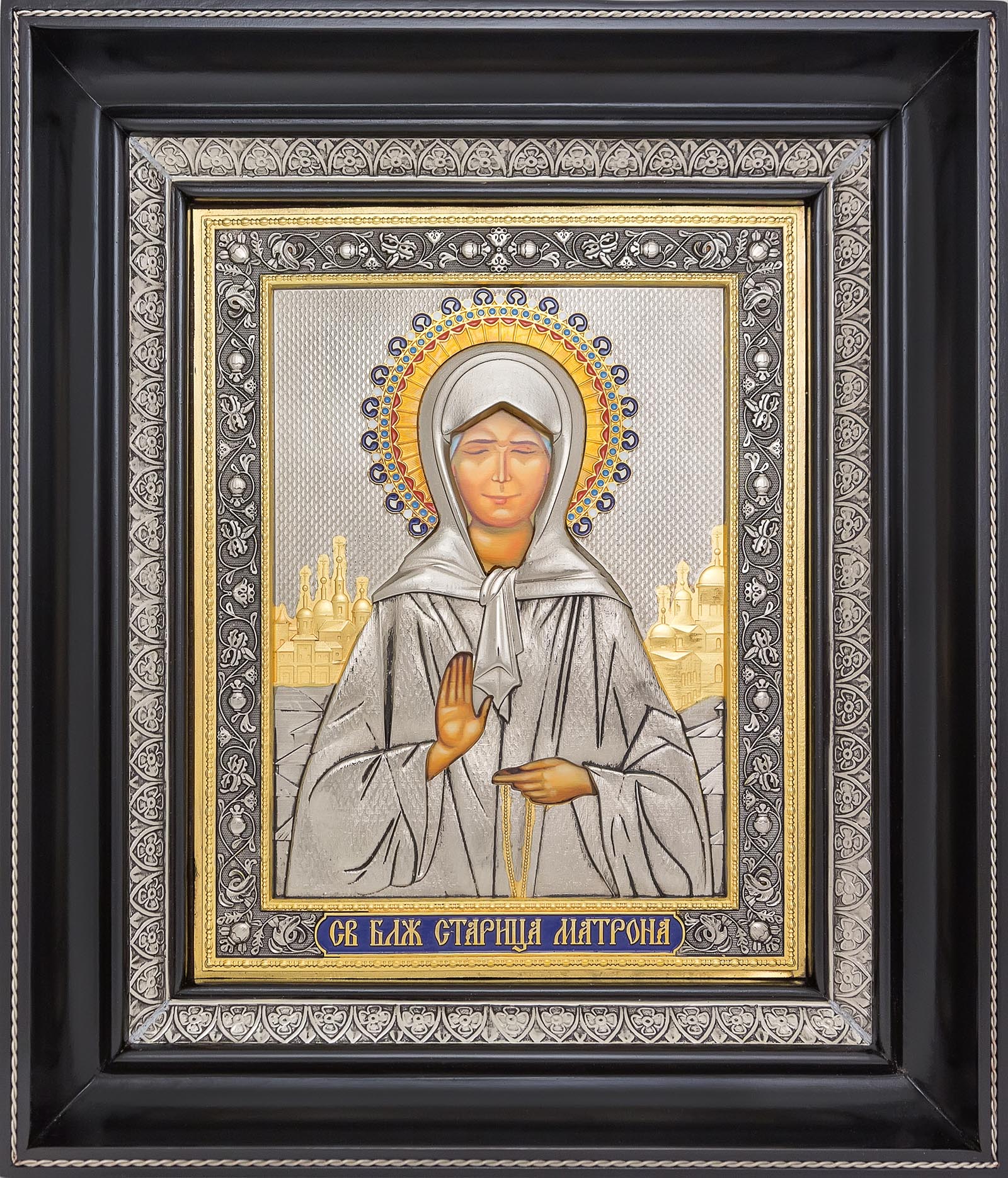 фото икона святой блаженной старицы Матроны Московской гальванопластика серебро золото