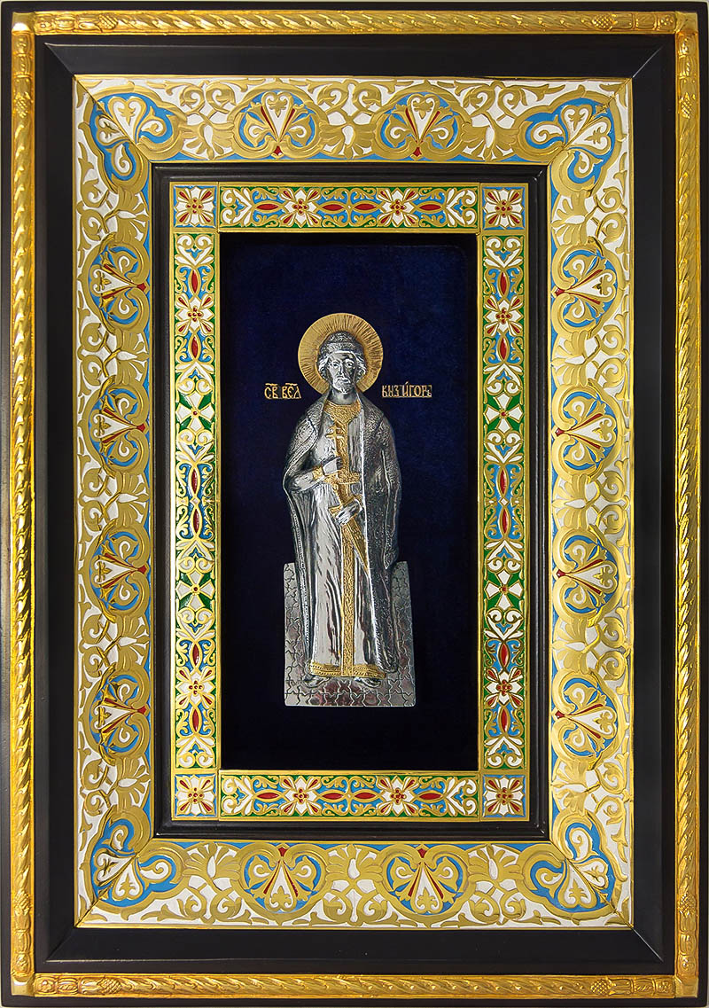 фото икона святой благоверный князь игорь черниговский гальванопластика золото серебро