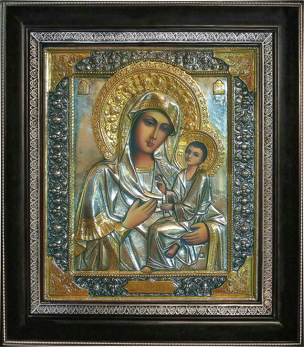 фото Тихвинская икона Божьей Матери гальванопластика позолота серебро